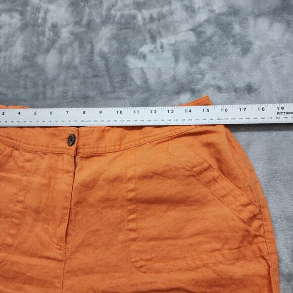 Chico's Pants Womens 2 L/12 Orange Linen High Rise Flat Front Crop Capri Summer - Picture 6 of 10